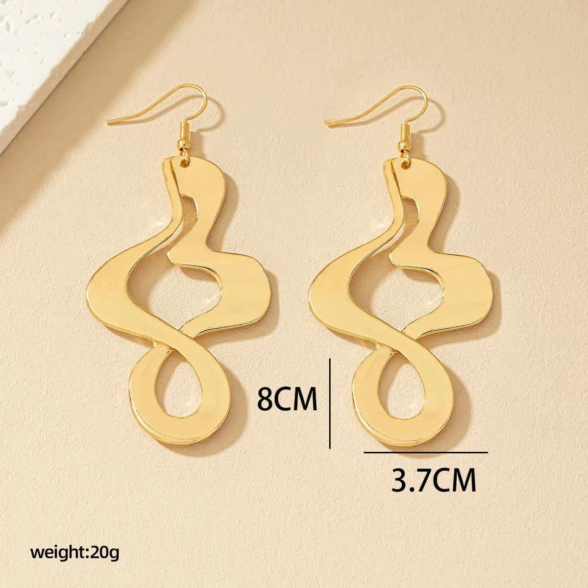 1 Pair Casual Elegant S Shape Double Ring Infinity Alloy 14k Gold Plated Drop Earrings