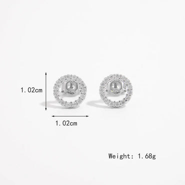 1 Pair Casual Elegant Shiny Round Heart Shape Butterfly Plating Inlay Sterling Silver Zircon White Gold Plated Ear Studs