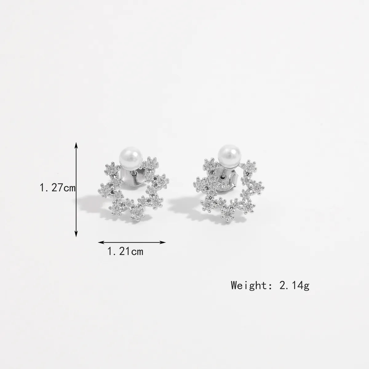 1 Pair Casual Elegant Shiny Round Heart Shape Butterfly Plating Inlay Sterling Silver Zircon White Gold Plated Ear Studs