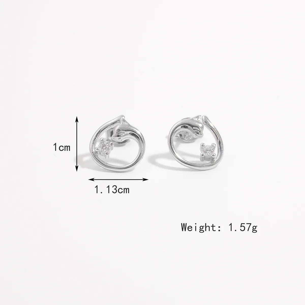 1 Pair Casual Elegant Shiny Round Heart Shape Butterfly Plating Inlay Sterling Silver Zircon White Gold Plated Ear Studs