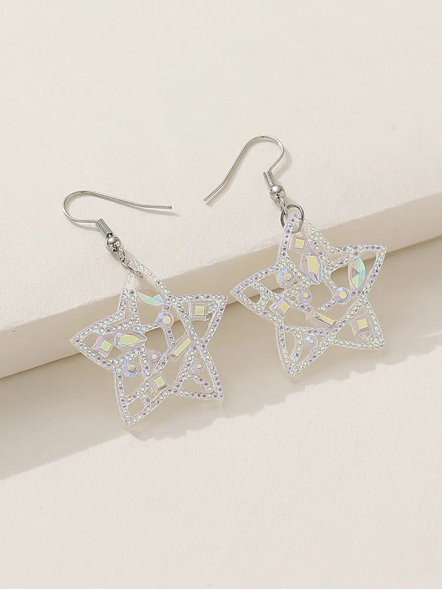 1 Pair Casual Elegant Shiny Star Hollow Out Arylic Drop Earrings