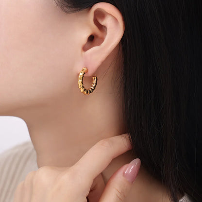 1 Pair Casual Elegant Simple Style Bamboo Patchwork Plating Titanium Steel 18K Gold Plated Ear Studs