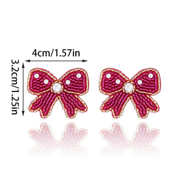 1 Pair Casual Elegant Simple Style Bow Knot Inlay Beaded Seed Bead Artificial Pearls Ear Studs