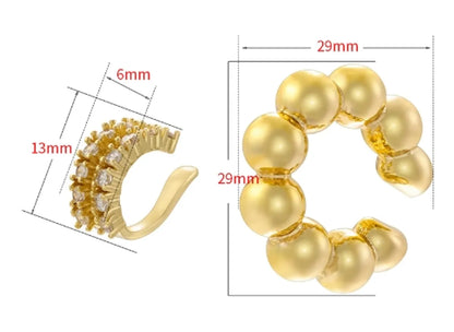 1 Pair Casual Elegant Simple Style C Shape Plating Inlay Copper Zircon 18k Gold Plated Ear Studs