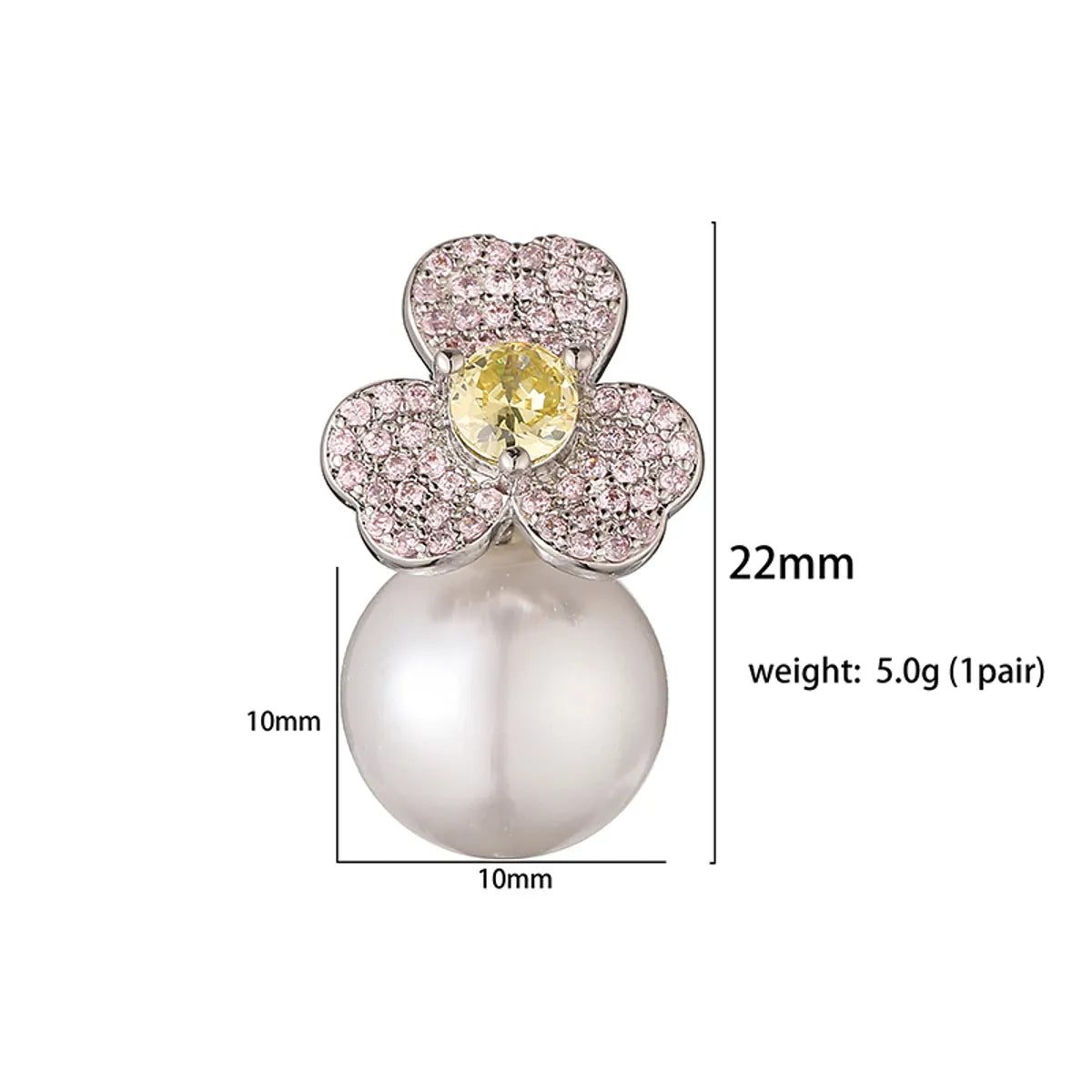 1 Pair Casual Elegant Simple Style Flower Petal Plating Inlay Copper Artificial Pearls Zircon 18k Gold Plated Ear Studs