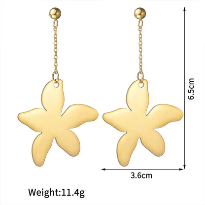 1 Pair Casual Elegant Simple Style Flower Polishing Plating Stainless Steel 18k Gold Plated Drop Earrings