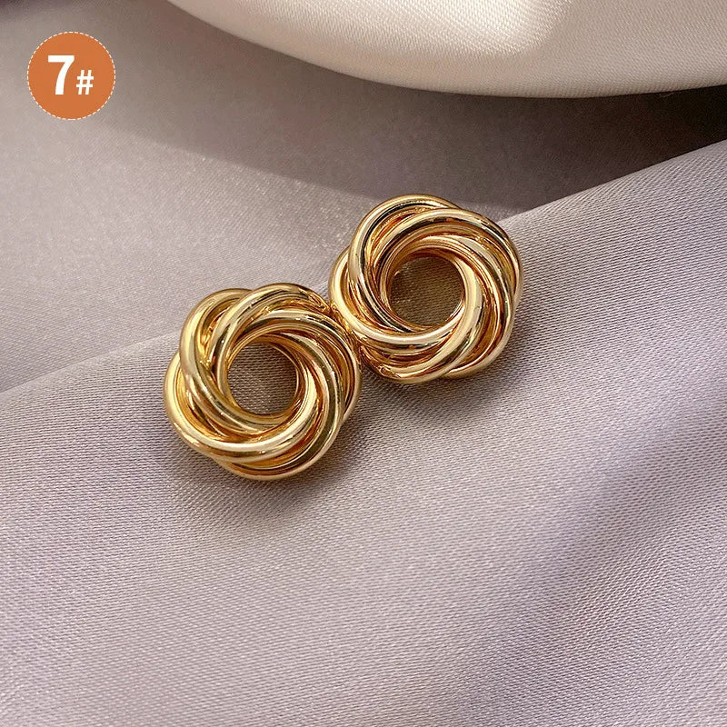 1 Pair Casual Elegant Simple Style Geometric Heart Shape Flower Plating Inlay Copper Artificial Rhinestones Earrings