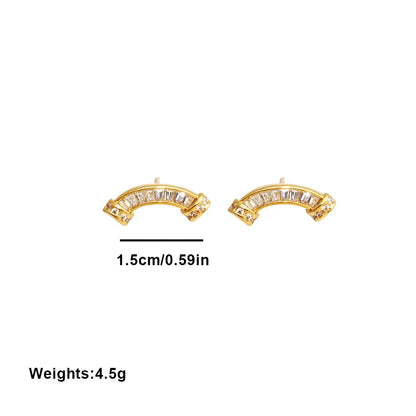 1 Pair Casual Elegant Simple Style Geometric Inlay Copper Alloy Zircon Ear Studs