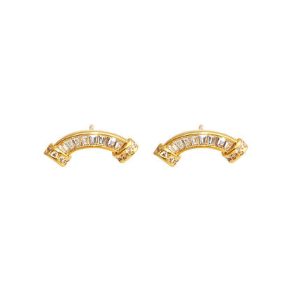 1 Pair Casual Elegant Simple Style Geometric Inlay Copper Alloy Zircon Ear Studs