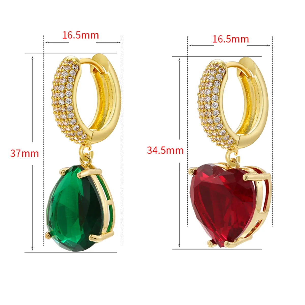 1 Pair Casual Elegant Simple Style Heart Shape Plating Inlay Copper Zircon 18k Gold Plated Drop Earrings