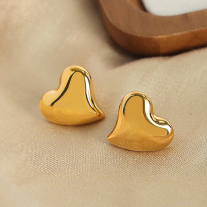 1 Pair Casual Elegant Simple Style Heart Shape Plating Titanium Steel 18k Gold Plated Ear Studs