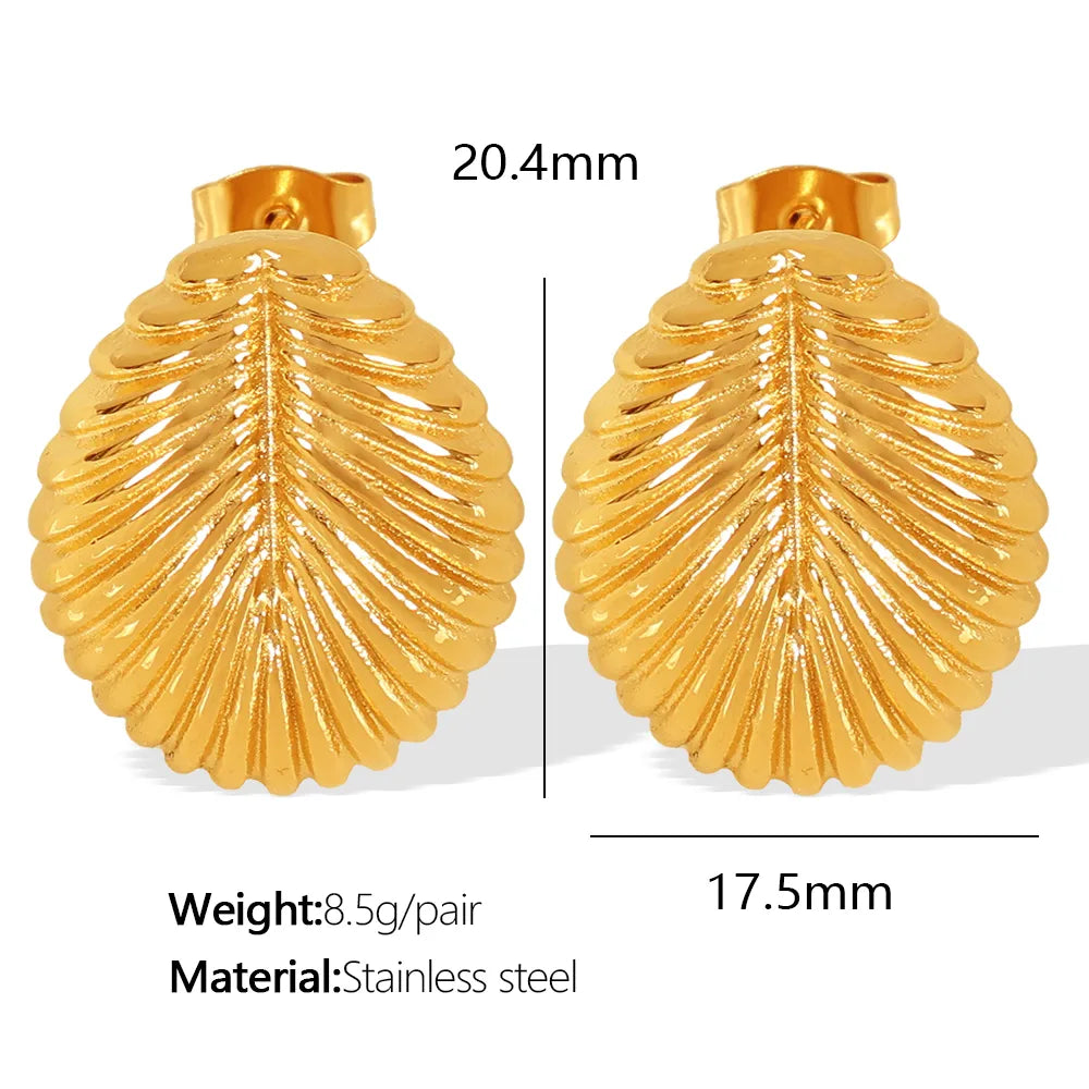 1 Pair Casual Elegant Simple Style Leaves Oval Polishing 304 Stainless Steel 18K Gold Plated Ear Studs