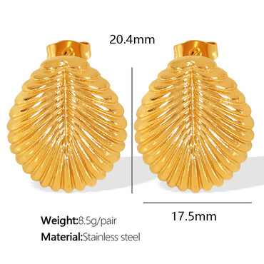 1 Pair Casual Elegant Simple Style Leaves Oval Polishing 304 Stainless Steel 18K Gold Plated Ear Studs