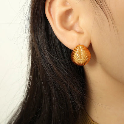 1 Pair Casual Elegant Simple Style Leaves Oval Polishing 304 Stainless Steel 18K Gold Plated Ear Studs