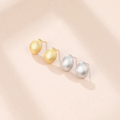 1 Pair Casual Elegant Simple Style Oval Polishing Sterling Silver 18K Gold Plated White Gold Plated Ear Studs