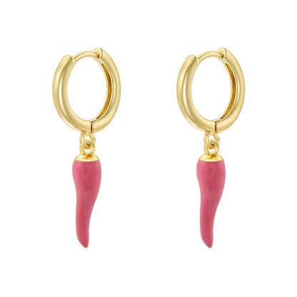 1 Pair Casual Elegant Simple Style S Shape Enamel Plating Copper 18K Gold Plated Drop Earrings