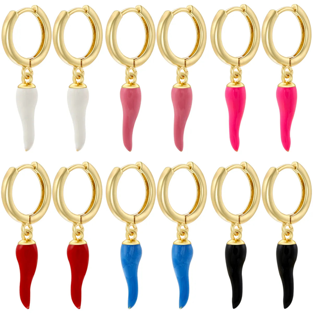 1 Pair Casual Elegant Simple Style S Shape Enamel Plating Copper 18K Gold Plated Drop Earrings