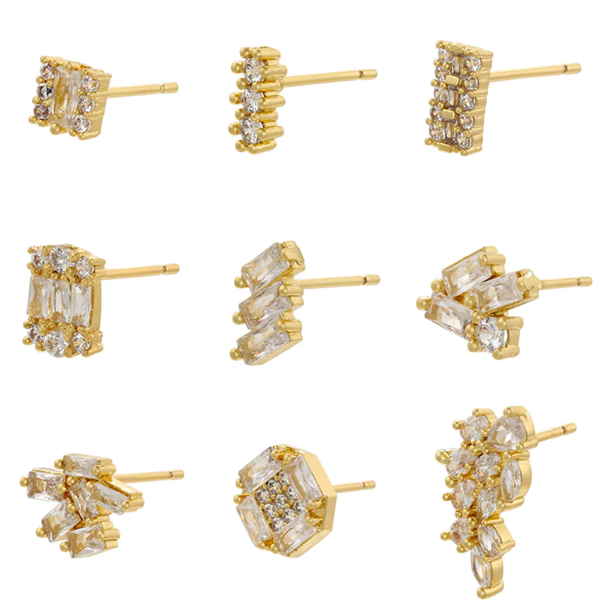 1 Pair Casual Elegant Simple Style Solid Color Plating Inlay Copper Zircon 18k Gold Plated Ear Studs