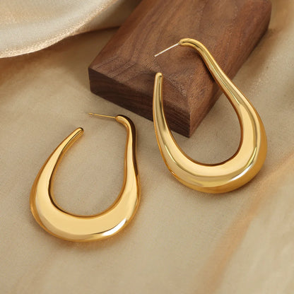 1 Pair Casual Elegant Simple Style Solid Color Polishing Plating Titanium Steel 18k Gold Plated Earrings