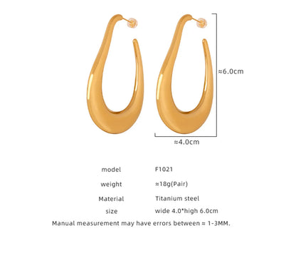 1 Pair Casual Elegant Simple Style Solid Color Polishing Plating Titanium Steel 18k Gold Plated Earrings