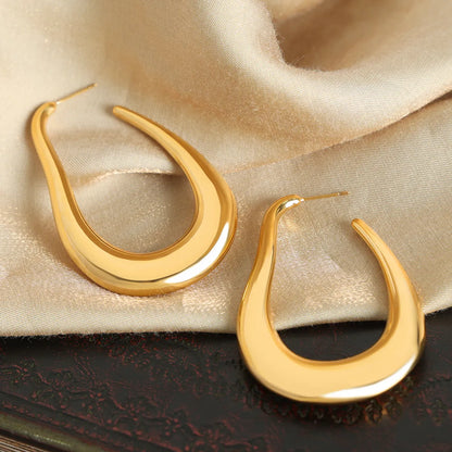 1 Pair Casual Elegant Simple Style Solid Color Polishing Plating Titanium Steel 18k Gold Plated Earrings