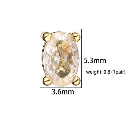 1 Pair Casual Elegant Simple Style Triangle Round Dots Heart Shape Plating Inlay Copper Zircon 18k Gold Plated Ear Studs