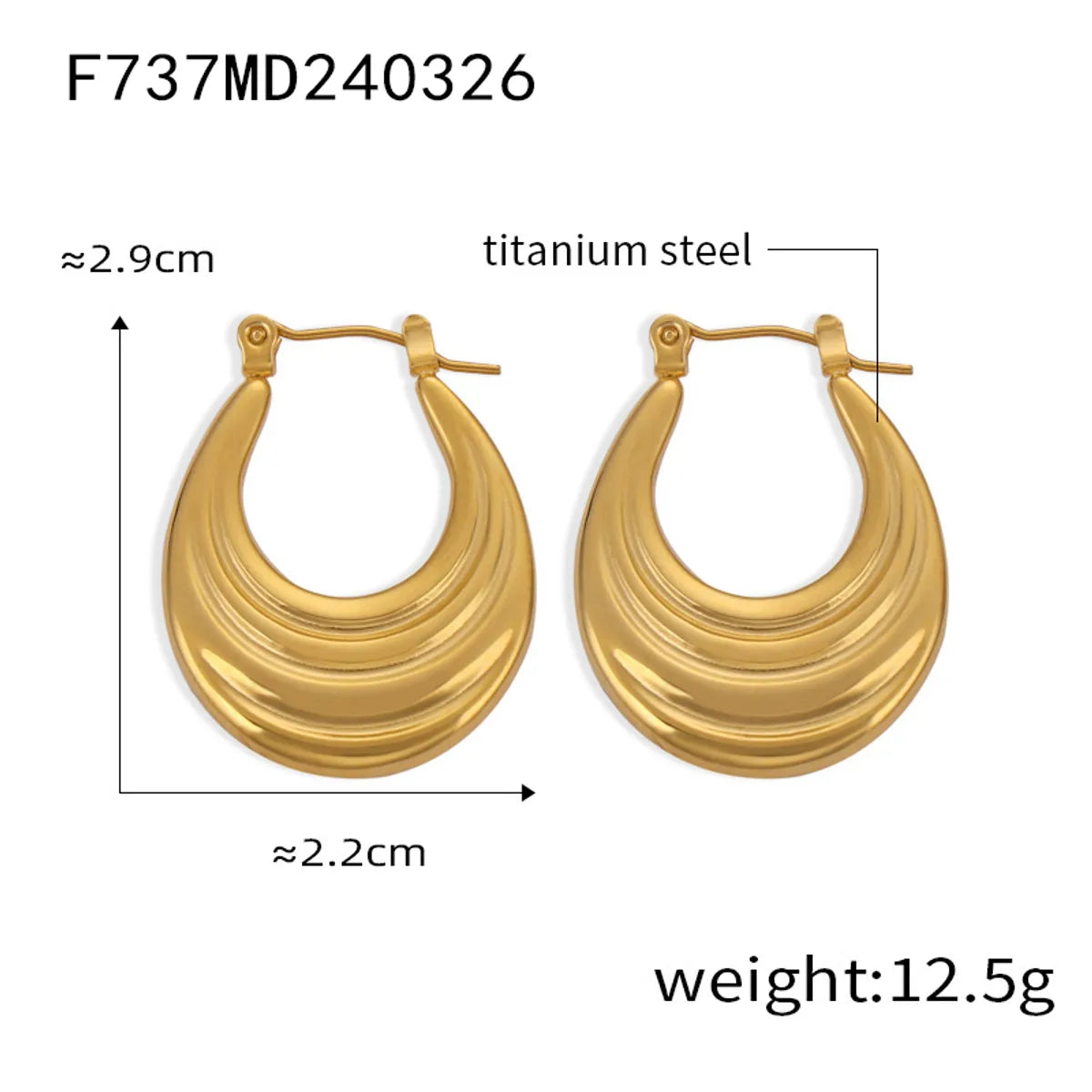 1 Pair Casual Elegant Simple Style U Shape Plating Titanium Steel 18K Gold Plated Earrings