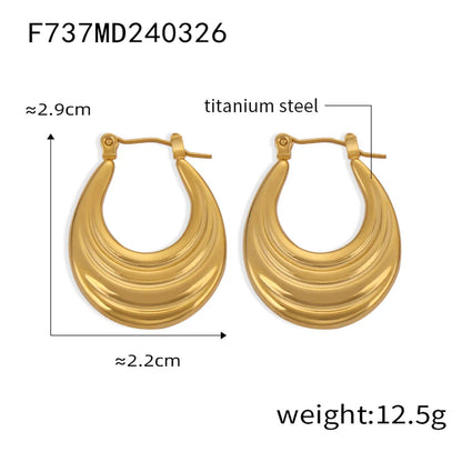 1 Pair Casual Elegant Simple Style U Shape Plating Titanium Steel 18K Gold Plated Earrings