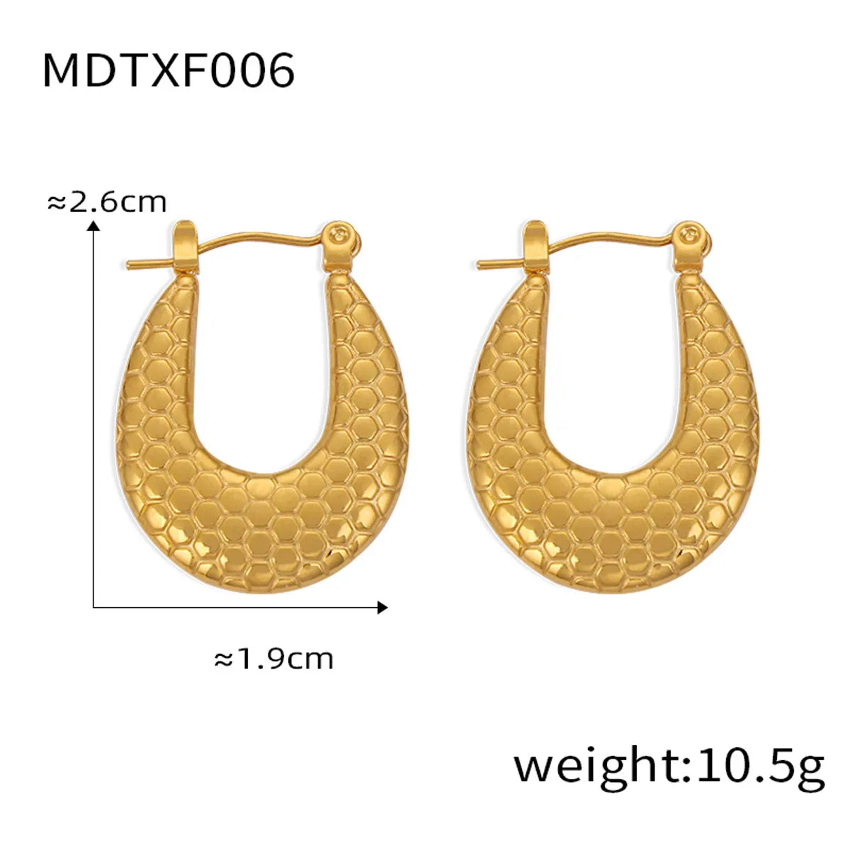 1 Pair Casual Elegant Simple Style U Shape Plating Titanium Steel 18K Gold Plated Earrings