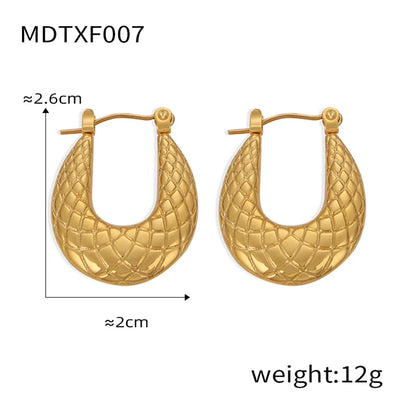 1 Pair Casual Elegant Simple Style U Shape Plating Titanium Steel 18K Gold Plated Earrings