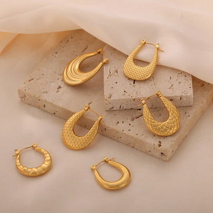 1 Pair Casual Elegant Simple Style U Shape Plating Titanium Steel 18K Gold Plated Earrings