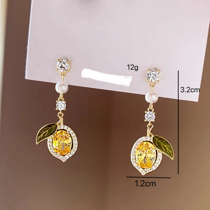 1 Pair Casual Elegant Sweet Fruit Pearl Inlay Alloy Rhinestones Drop Earrings