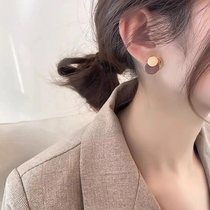 1 Pair Casual Elegant Sweet Round Enamel Copper 18K Gold Plated Ear Studs