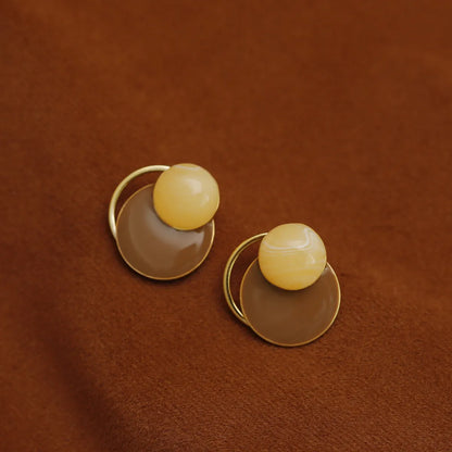 1 Pair Casual Elegant Sweet Round Enamel Copper 18K Gold Plated Ear Studs