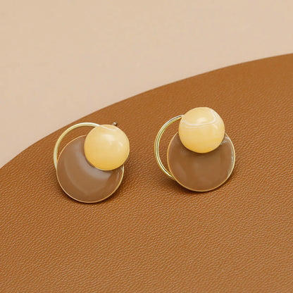 1 Pair Casual Elegant Sweet Round Enamel Copper 18K Gold Plated Ear Studs