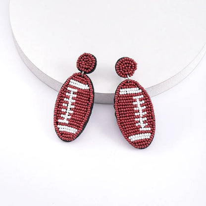 1 Pair Casual Embroidery Sports Basketball Football Plastic Cloth Drop Earrings