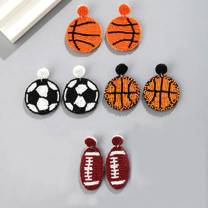 1 Pair Casual Embroidery Sports Basketball Football Plastic Cloth Drop Earrings