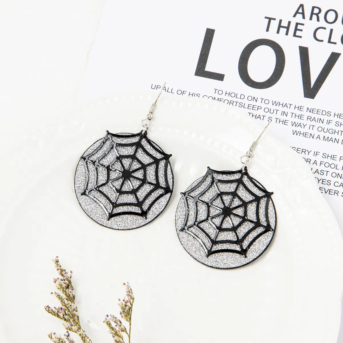 1 Pair Casual Ethnic Style Flower Spider Web Alloy Drop Earrings