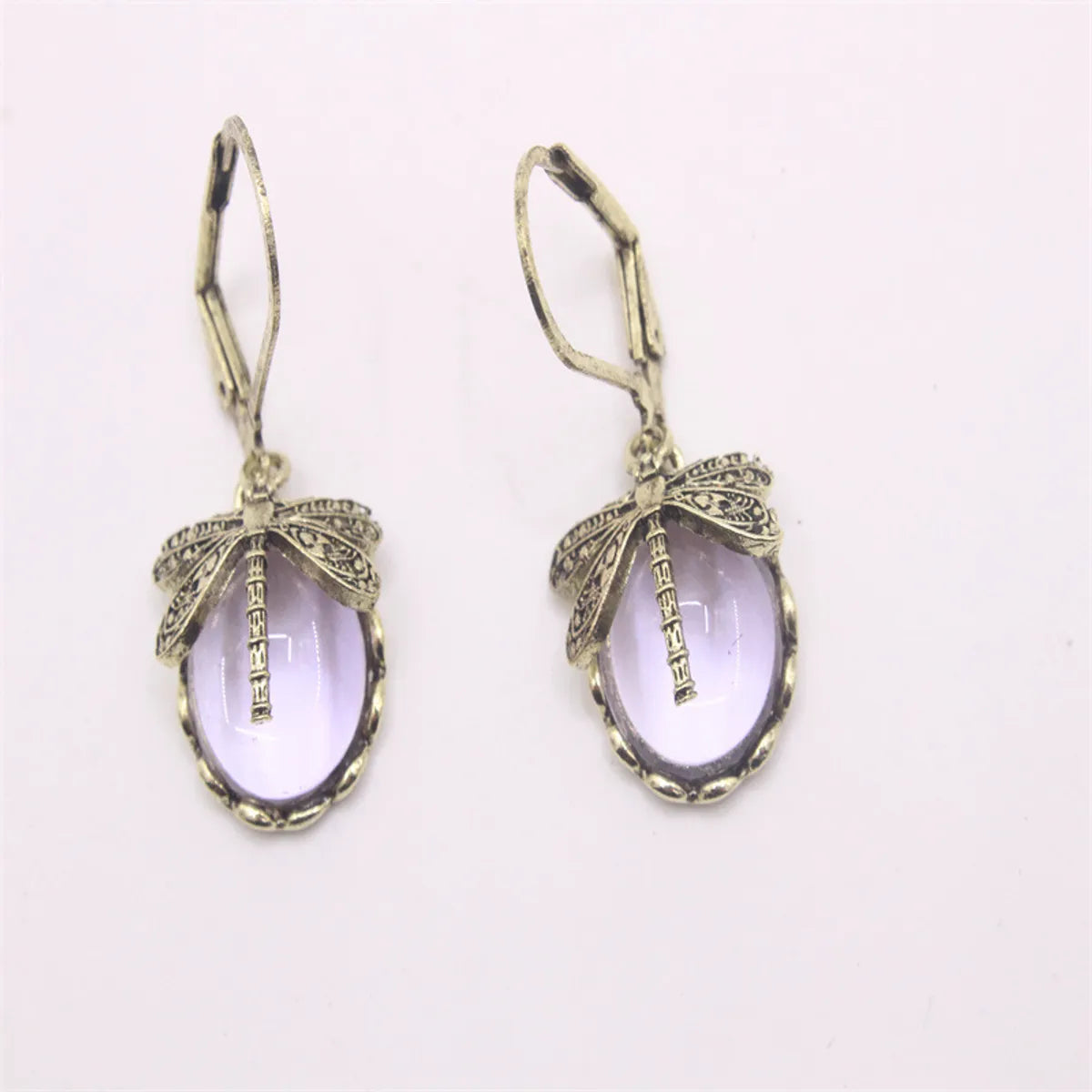 1 Pair Casual Ethnic Style Oval Dragonfly Plating Inlay Alloy Crystal Drop Earrings