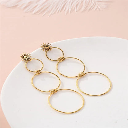 1 Pair Casual Ethnic Style Oversized Circle Alloy Drop Earrings