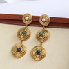 1 Pair Casual Ethnic Style Round Inlay Iron Artificial Gemstones Drop Earrings