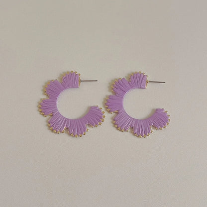 1 Pair Casual Ethnic Style Simple Style C Shape Flower Synthetic Fibre Alloy Ear Studs