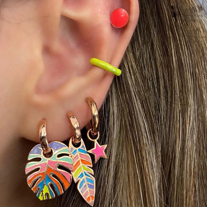 1 Pair Casual Ethnic Style Star Leaves Enamel Alloy Drop Earrings