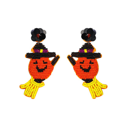 1 Pair Casual Exaggerated Funny Irregular Pumpkin Inlay Alloy Artificial Gemstones Drop Earrings