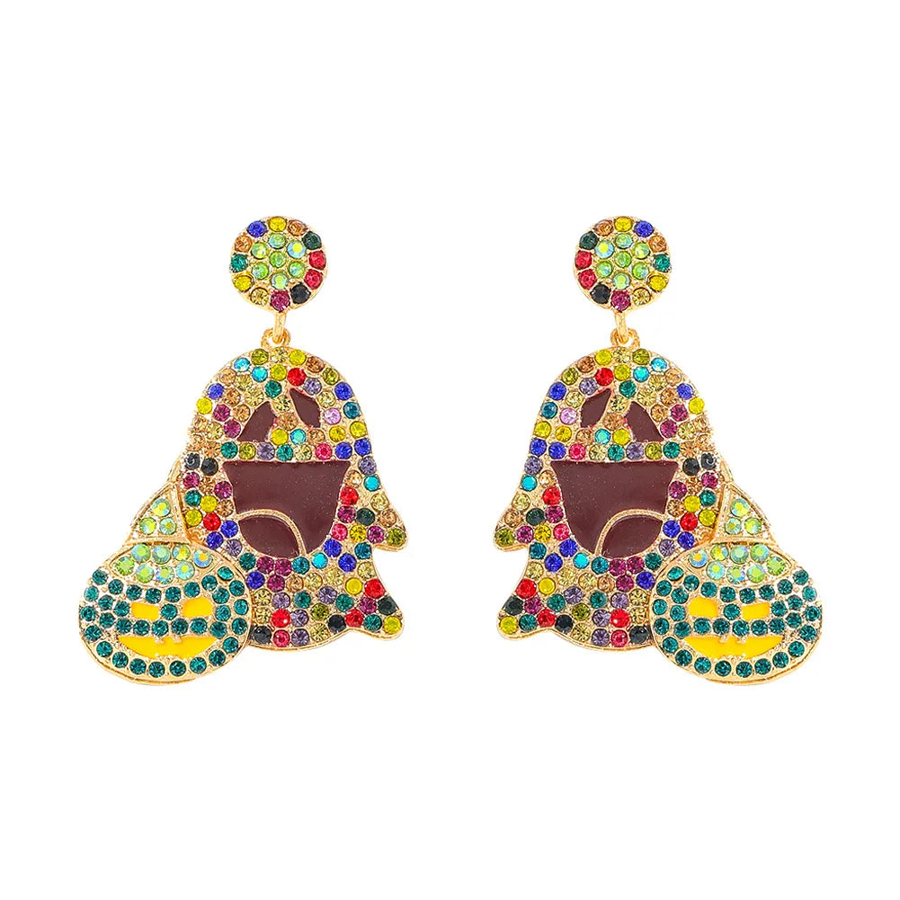 1 Pair Casual Exaggerated Funny Irregular Pumpkin Inlay Alloy Artificial Gemstones Drop Earrings