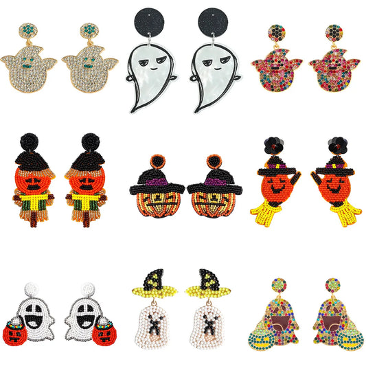 1 Pair Casual Exaggerated Funny Irregular Pumpkin Inlay Alloy Artificial Gemstones Drop Earrings