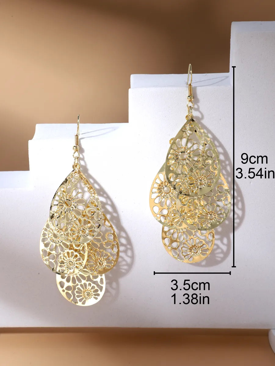 1 Pair Casual Exaggerated Leaf Circle Alloy Drop Earrings