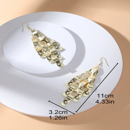 1 Pair Casual Exaggerated Leaf Circle Alloy Drop Earrings