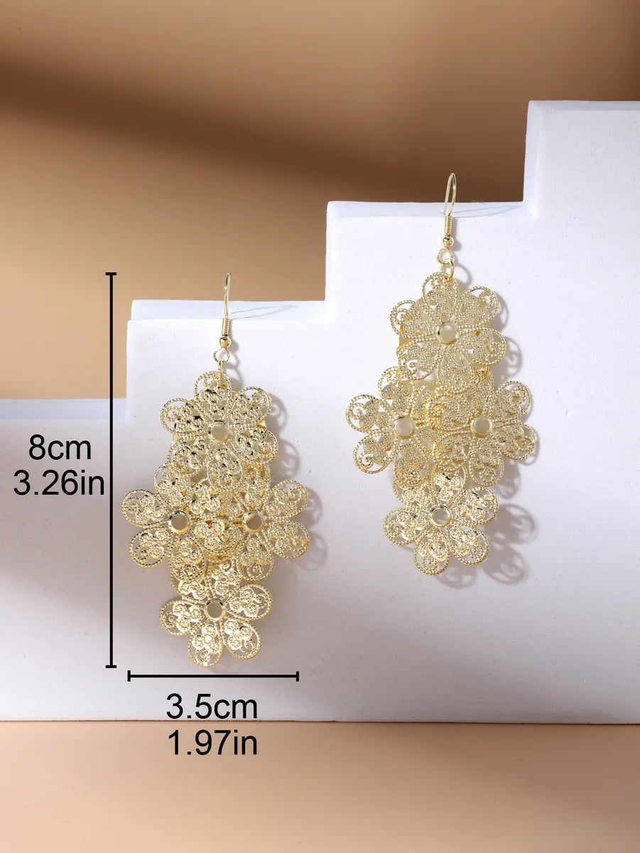 1 Pair Casual Exaggerated Leaf Circle Alloy Drop Earrings