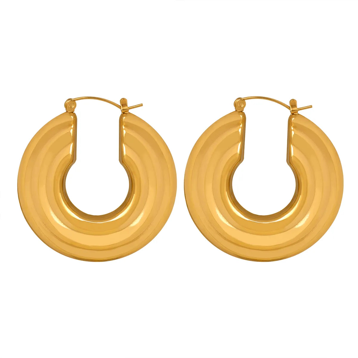 1 Pair Casual Exaggerated Round Plating Titanium Steel 18k Gold Plated Earrings